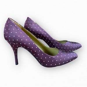 PAUL SMITH NWOT Purple & White Polka Dot Silk Stilettos